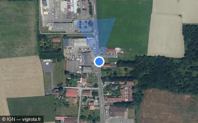 Vue satellite de l'emplacement du radar fixe à Tarbes sur Avenue Alsace-Lorraine / D 935