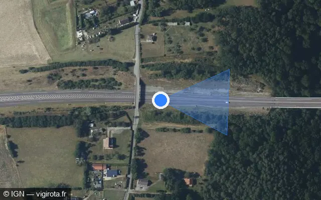 Vue satellite de l'emplacement du radar fixe à Aclou sur A 28 / E 402