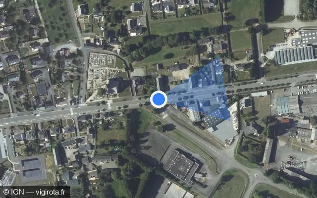 Vue satellite de l'emplacement du radar fixe à Ernée sur Avenue de Paris / N 12