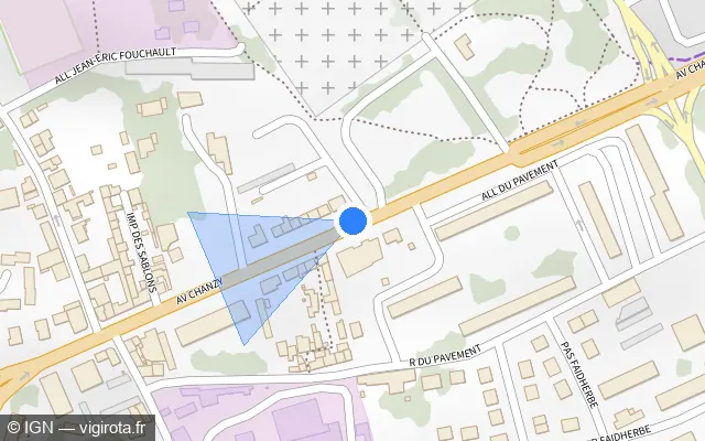 Vue plan de l'emplacement du radar fixe à Laval sur Avenue Chanzy / D 57