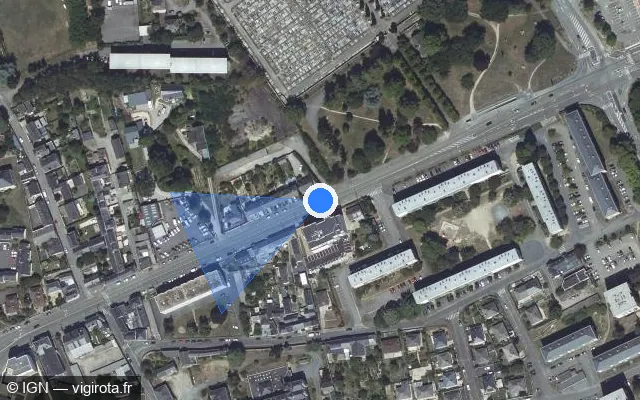 Vue satellite de l'emplacement du radar fixe à Laval sur Avenue Chanzy / D 57
