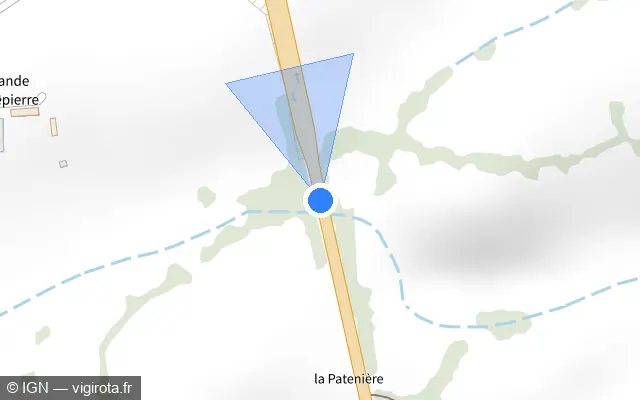 Vue plan de l'emplacement du radar fixe à Origné sur D 962