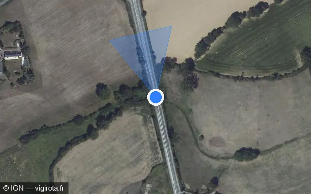 Vue satellite de l'emplacement du radar fixe à Origné sur D 962