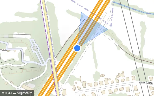 Vue plan de l'emplacement du radar fixe à Mundolsheim sur M 35 / E 25 / Autoroute de l’Est