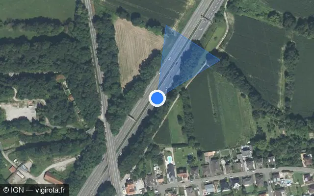 Vue satellite de l'emplacement du radar fixe à Mundolsheim sur M 35 / E 25 / Autoroute de l’Est