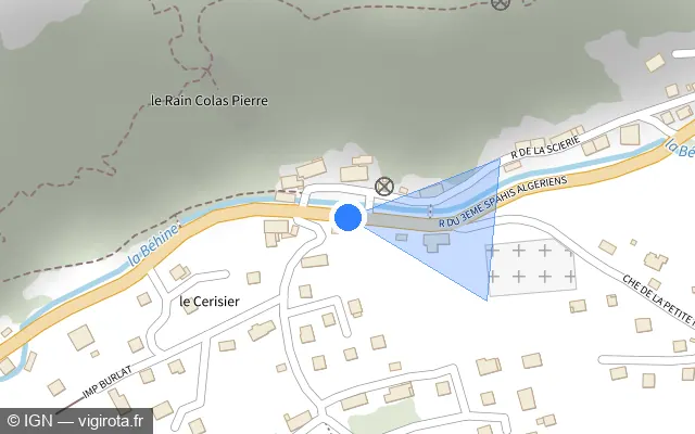 Vue plan de l'emplacement du radar fixe à Le Bonhomme sur Rue du 3e Spahis Algériens / D 415