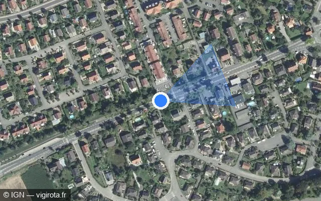Vue satellite de l'emplacement du radar fixe à Wettolsheim sur Route de Wintzenheim / D 417