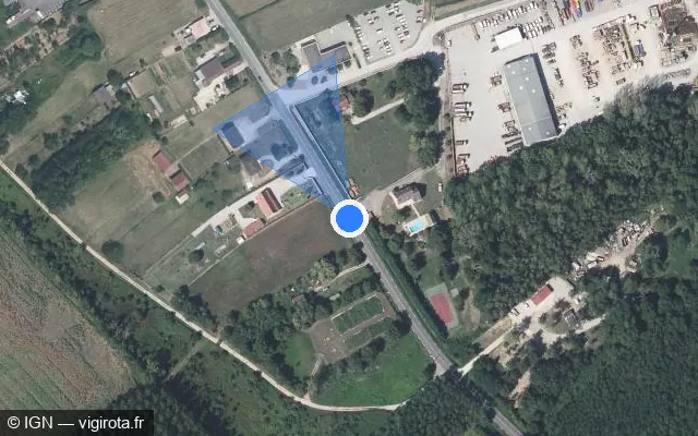 Vue satellite de l'emplacement du radar fixe à Épervans sur Route de Louhans / D 978