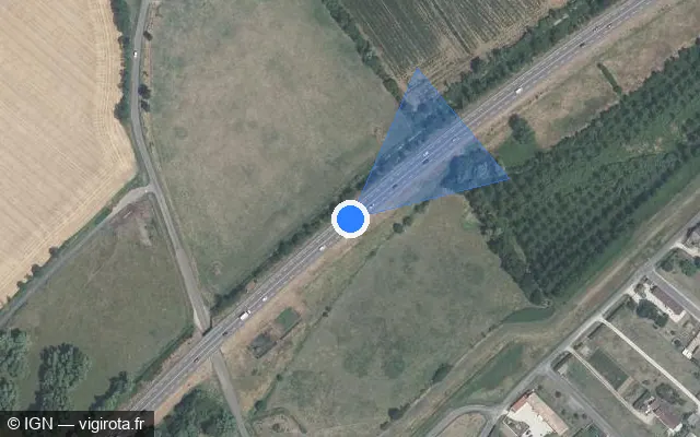 Vue satellite de l'emplacement du radar fixe à Saint-Marcel sur D 673