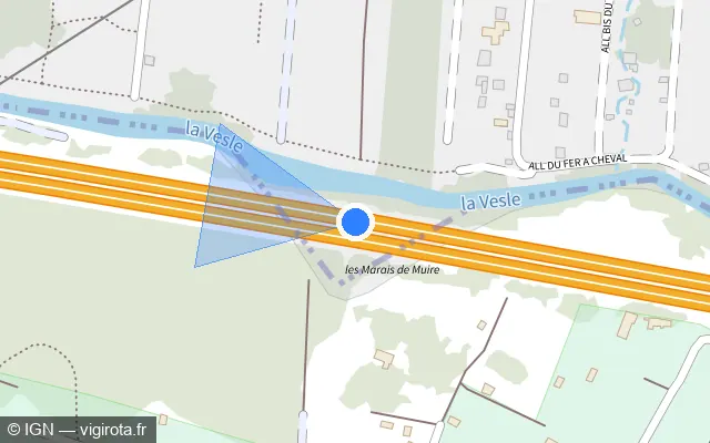 Vue plan de l'emplacement du radar fixe à Tinqueux sur A 344