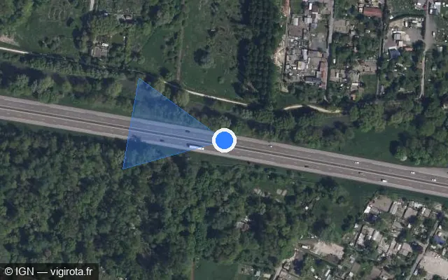 Vue satellite de l'emplacement du radar fixe à Tinqueux sur A 344