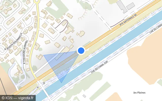 Vue plan de l'emplacement du radar fixe à Villeneuve sur Route Nationale 96 / D 4096