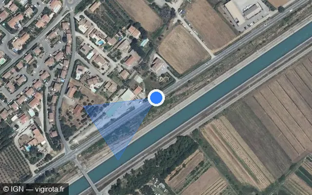 Vue satellite de l'emplacement du radar fixe à Villeneuve sur Route Nationale 96 / D 4096