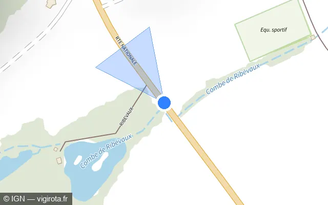 Vue plan de l'emplacement du radar fixe à Vignory sur D 520