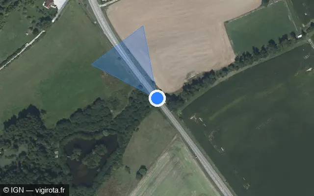 Vue satellite de l'emplacement du radar fixe à Vignory sur D 520