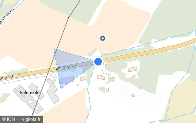 Vue plan de l'emplacement du radar fixe à Cogolin sur Route de la Foux / D 98