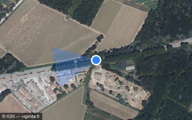 Vue satellite de l'emplacement du radar fixe à Cogolin sur Route de la Foux / D 98