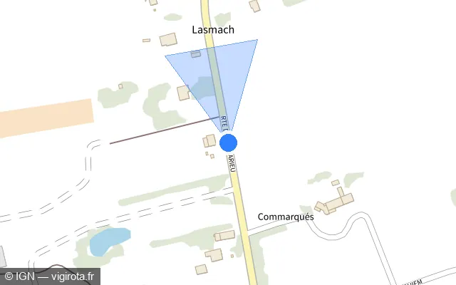 Vue plan de l'emplacement du radar fixe à Bressols sur Route de Corbarieu / D 21