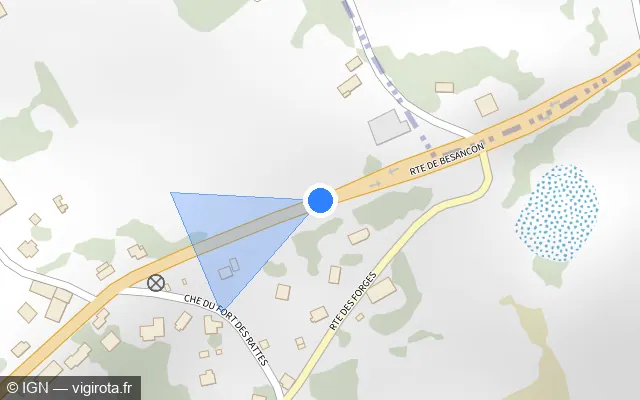 Vue plan de l'emplacement du radar fixe à Évans sur Route de Besançon / D 673