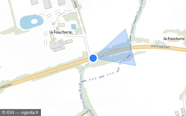 Vue plan de l'emplacement du radar fixe à Vair-sur-Loire sur Route d'Ancenis / D 723