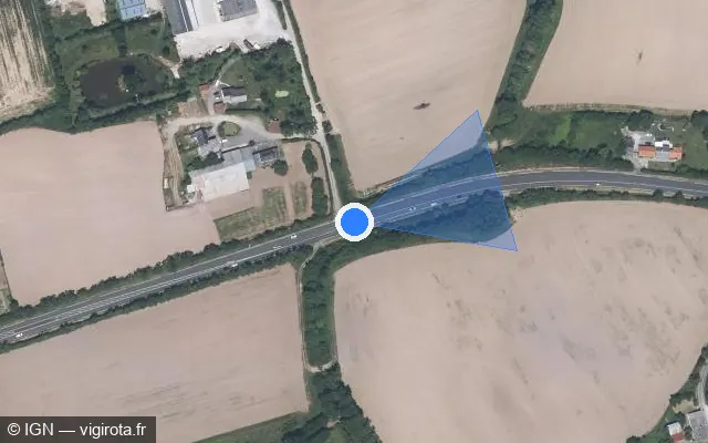 Vue satellite de l'emplacement du radar fixe à Vair-sur-Loire sur Route d'Ancenis / D 723