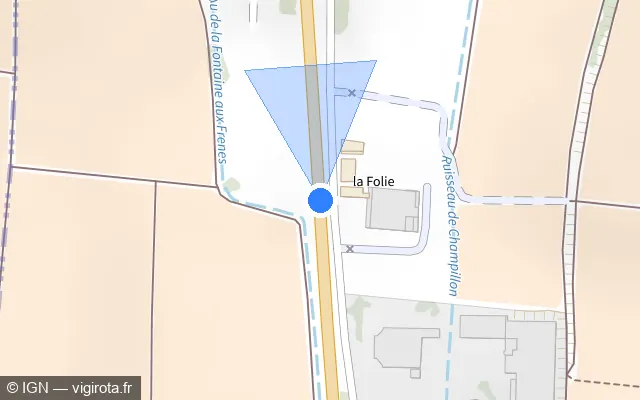 Vue plan de l'emplacement du radar fixe à Dizy sur D 951