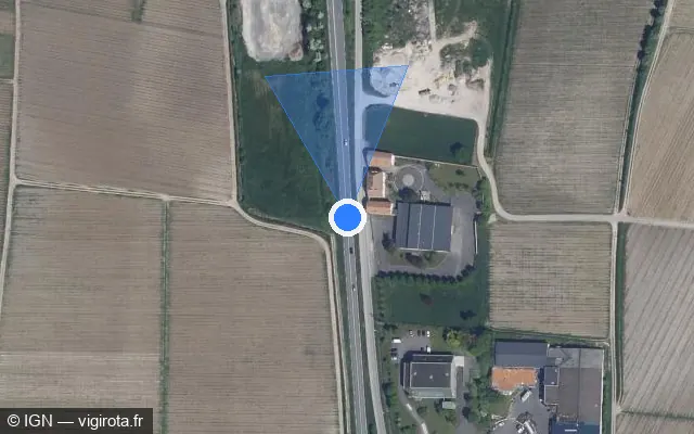 Vue satellite de l'emplacement du radar fixe à Dizy sur D 951