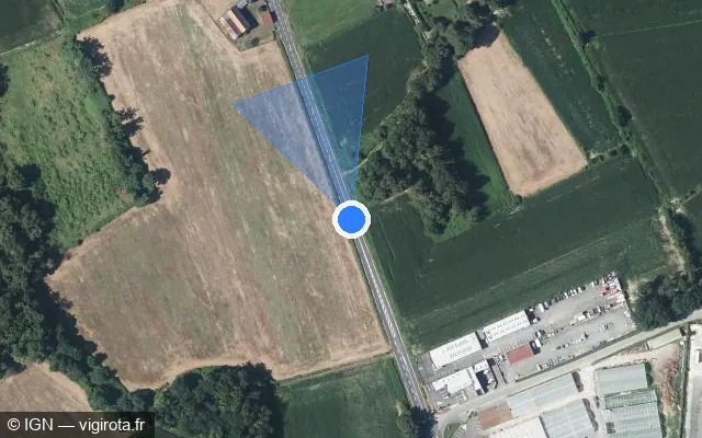Vue satellite de l'emplacement du radar fixe à Viellenave-d'Arthez sur D 945