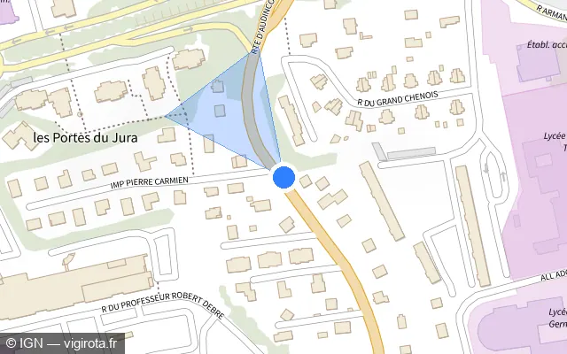 Vue plan de l'emplacement du radar fixe à Arbouans sur Route d'Audincourt / D 34
