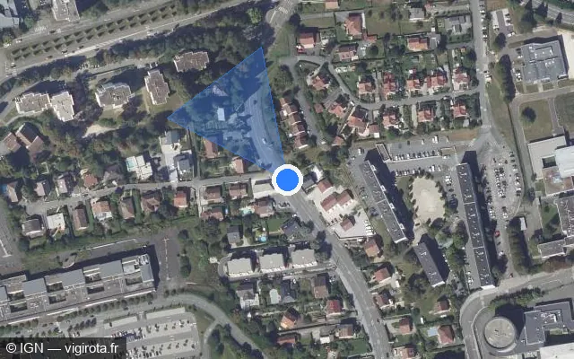 Vue satellite de l'emplacement du radar fixe à Arbouans sur Route d'Audincourt / D 34