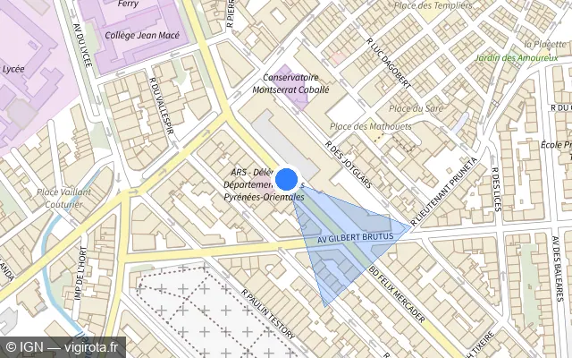 Vue plan de l'emplacement du radar fixe à Perpignan sur Boulevard Félix Mercader