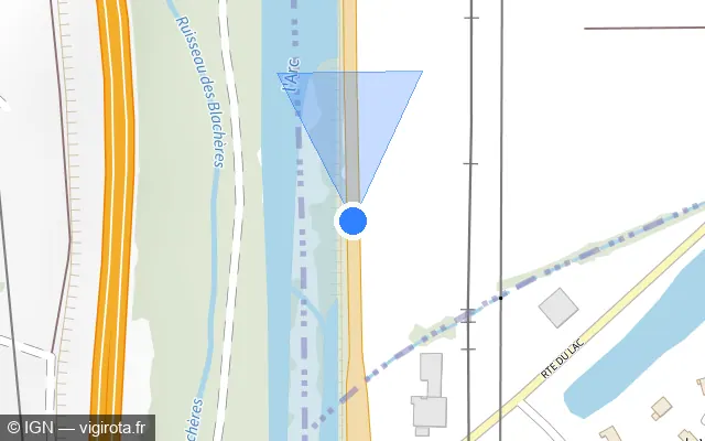 Vue plan de l'emplacement du radar fixe à Les Chavannes-en-Maurienne sur D 1006