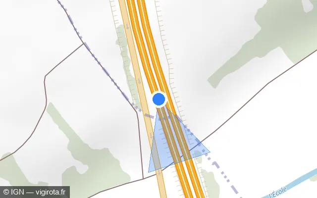 Vue plan de l'emplacement du radar fixe à Saint-Germain-sur-École sur A 6 / E 15 / Autoroute du Soleil