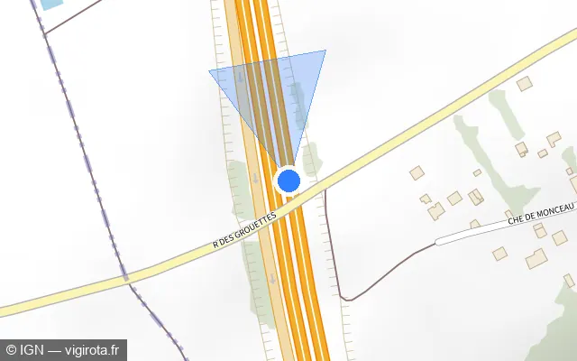 Vue plan de l'emplacement du radar fixe à Saint-Germain-sur-École sur A 6 / E 15 / Autoroute du Soleil