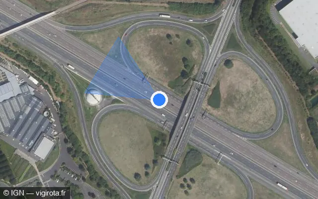 Vue satellite de l'emplacement du radar fixe à Lieusaint sur A 5a