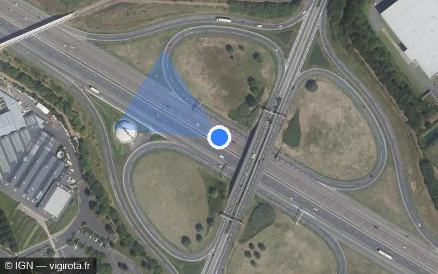 Vue satellite de l'emplacement du radar fixe à Lieusaint sur A 5a