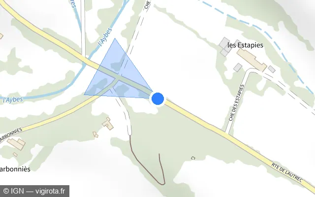 Vue plan de l'emplacement du radar fixe à Laboulbène sur Route de Lautrec / D 83