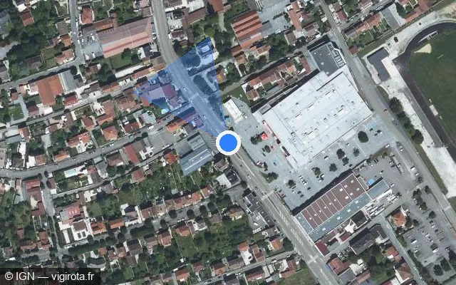 Vue satellite de l'emplacement du radar fixe à Chaumont sur Avenue de la République / D 619