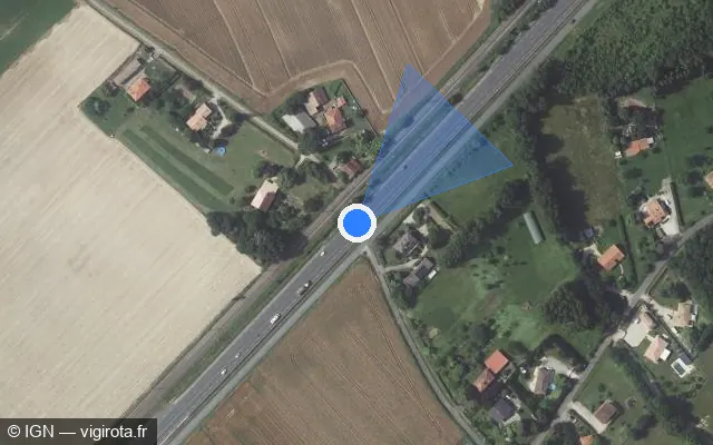Vue satellite de l'emplacement du radar fixe à Réalville sur D 820