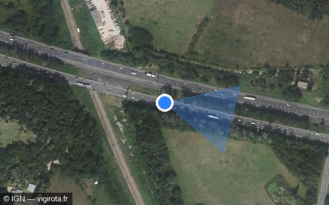Vue satellite de l'emplacement du radar fixe à Champlan sur A 10 / E 05 / E 50 / L'Aquitaine