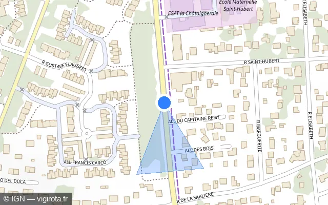 Vue plan de l'emplacement du radar fixe à Yerres sur Rue Raymond Poincaré / D 94