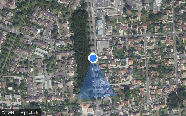 Vue satellite de l'emplacement du radar fixe à Yerres sur Rue Raymond Poincaré / D 94