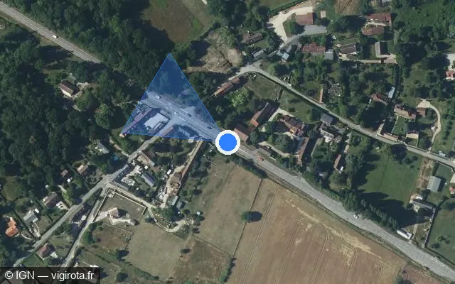 Vue satellite de l'emplacement du radar fixe à Le Val d'Hazey sur Route Paulette Poussine / D 6015