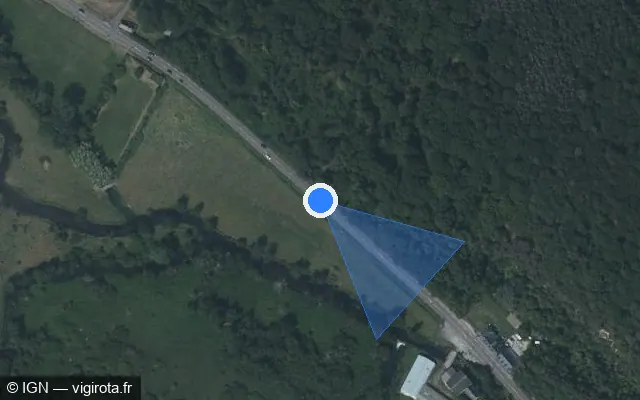 Vue satellite de l'emplacement du radar fixe à Menneval sur D 133