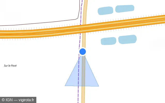 Vue plan de l'emplacement du radar fixe à Chevilly sur D 2020