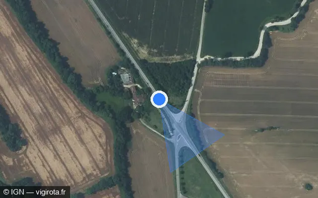 Vue satellite de l'emplacement du radar fixe à Jegun sur Route de la Loustère / D 930