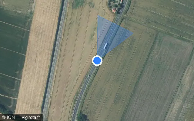 Vue satellite de l'emplacement du radar fixe à Bessay-sur-Allier sur N 7