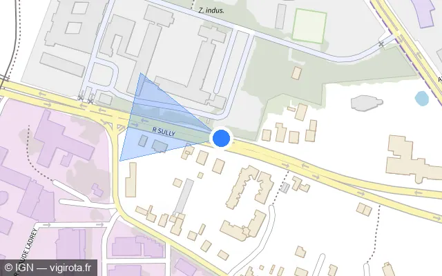 Vue plan de l'emplacement du radar fixe à Saint-Apollinaire sur Rue Sully / M 107