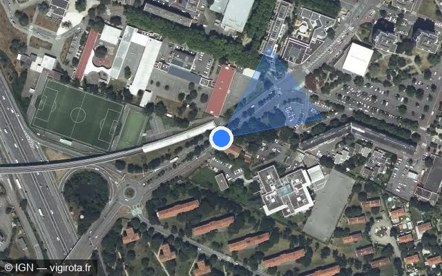 Vue satellite de l'emplacement du radar fixe à Toulouse sur Rue Henri Desbals