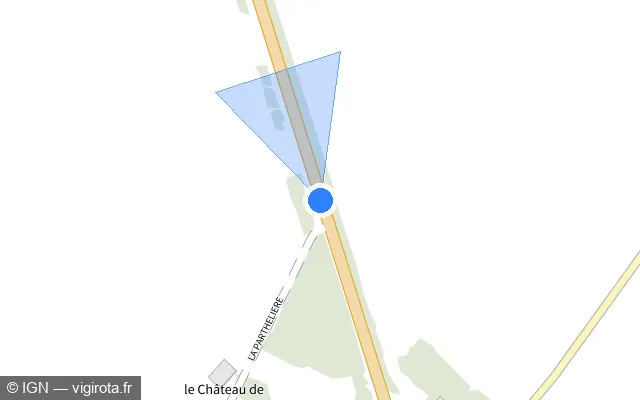 Vue plan de l'emplacement du radar fixe à Vineuil sur D 956